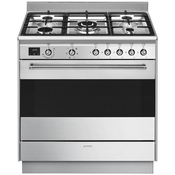 Smeg 90cm Classic Freestanding Dual Fuel Oven Stove FS9606XS1 Appliances Online Commercial