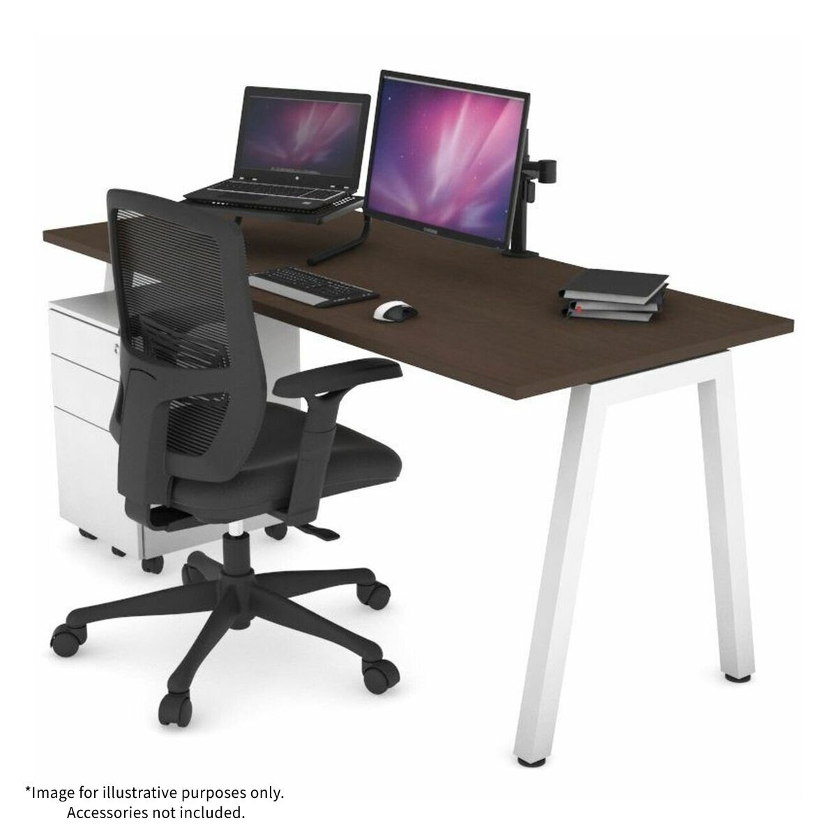 Quadro computer desk with drawer store