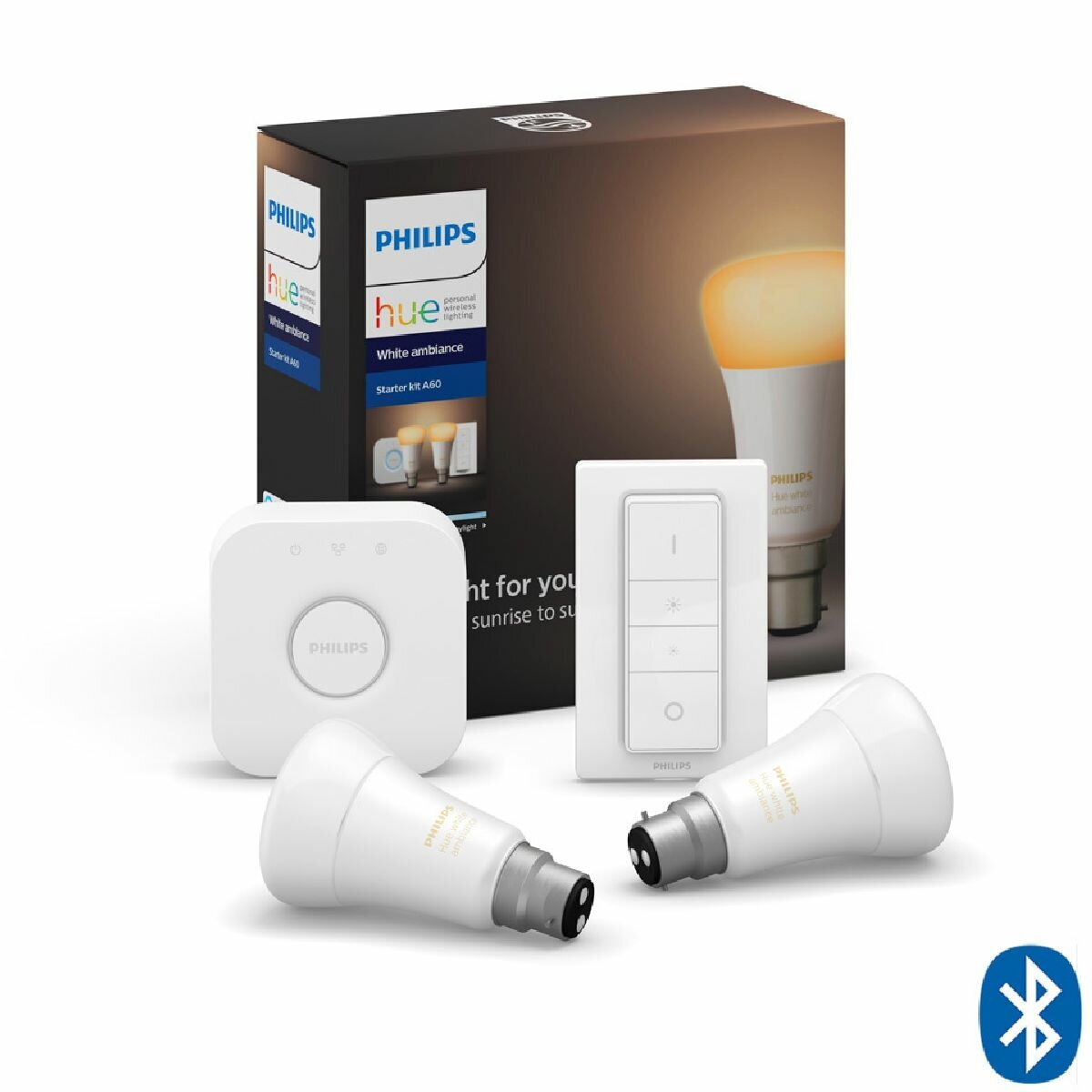 Philips Hue B22 White Ambiance Starter Kit With Bluetooth HUEWAB22KITBT Appliances Online Commercial