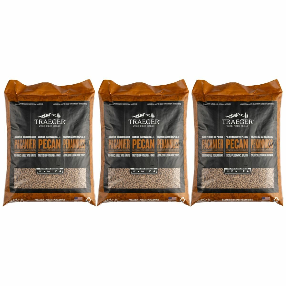Traeger 3 x 9KG Pecan Cherry BBQ Wood Pellets PEL340 PACK