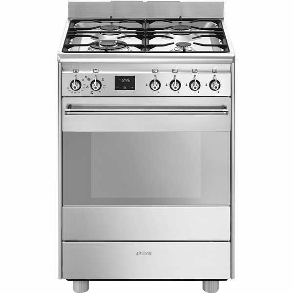 Smeg 60cm Dual Fuel Upright Stove Stainless Steel FS61XNG8 1 Appliances Online Commercial