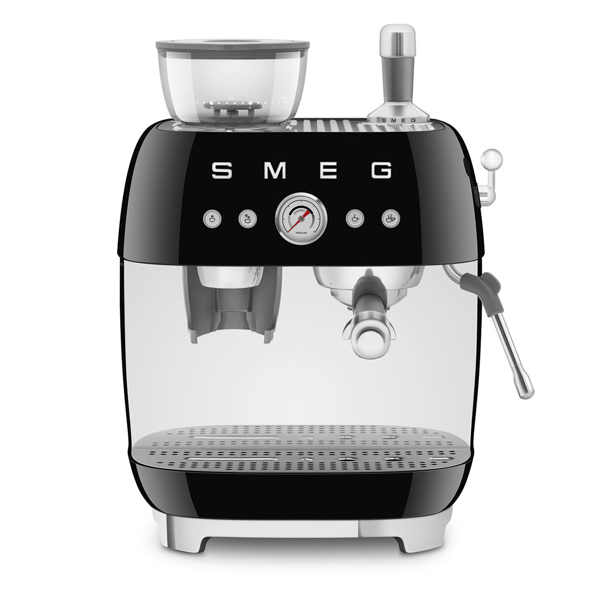 Smeg 50s Style Espresso Machine with Built-in Grinder Black