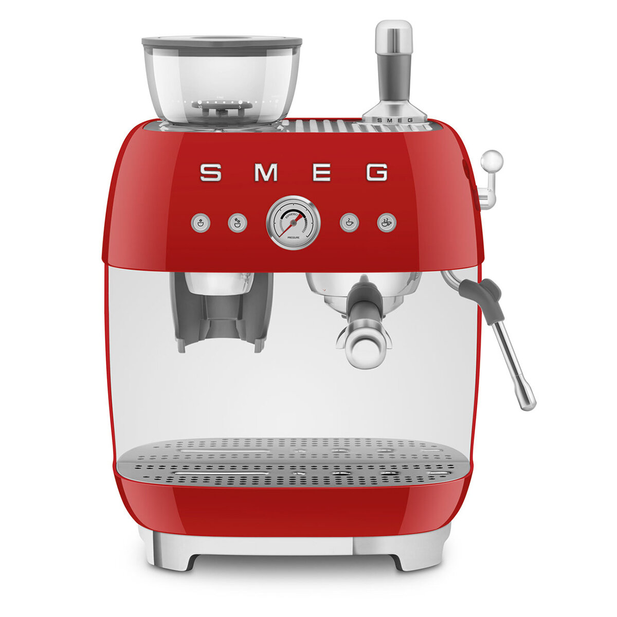 Smeg 50s Style Espresso Machine with Built-in Grinder Red